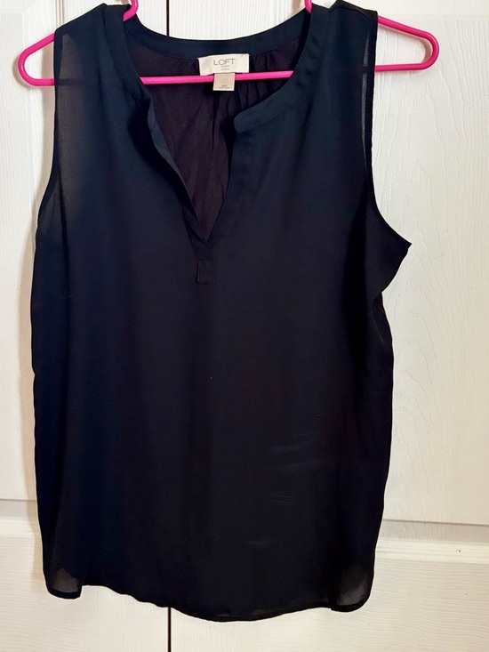 LOFT Tops - LOFT Black Sleeveless Split-Neck Shell